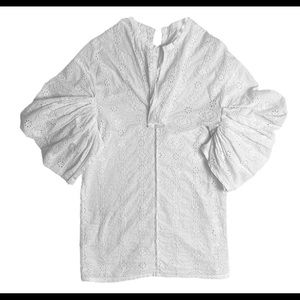 Junya Watanabe Comme des Garçons S/S 2009 white broderie puff sleeve blouse